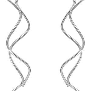 Exquisite Threader Dangle Earrings for Women, 18k White Gold Plated Copper, Twis